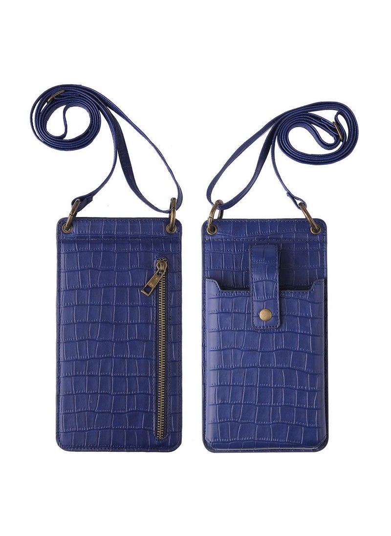 Trendy Mini Crossbody Phone Case Wallet Blue