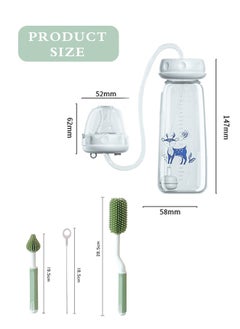 Lemon Hands-Free Baby Bottle, Anti-Colic Self Feeding Baby Bottle(240ml), 3 in 1 Baby Bottle Cleaner Brush Set, Detachable & Hangable (Green)  - Image 2