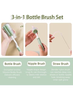Lemon Hands-Free Baby Bottle, Anti-Colic Self Feeding Baby Bottle(240ml), 3 in 1 Baby Bottle Cleaner Brush Set, Detachable & Hangable (Green)  - Image 4