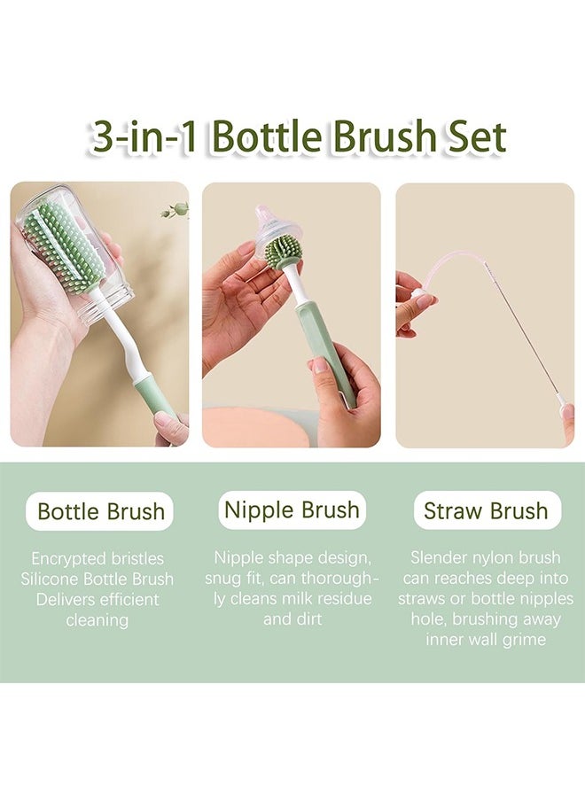 Lemon Hands-Free Baby Bottle, Anti-Colic Self Feeding Baby Bottle(240ml), 3 in 1 Baby Bottle Cleaner Brush Set, Detachable & Hangable (Green)  - Image 4