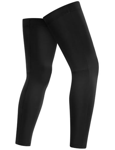 qualidyne Cycling Leg Warmers Fleece Lined Thermal Long Bike Leg Sleeves Bicycle Biking Leg Warmers. - Image 2