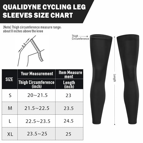 qualidyne Cycling Leg Warmers Fleece Lined Thermal Long Bike Leg Sleeves Bicycle Biking Leg Warmers. - Image 4