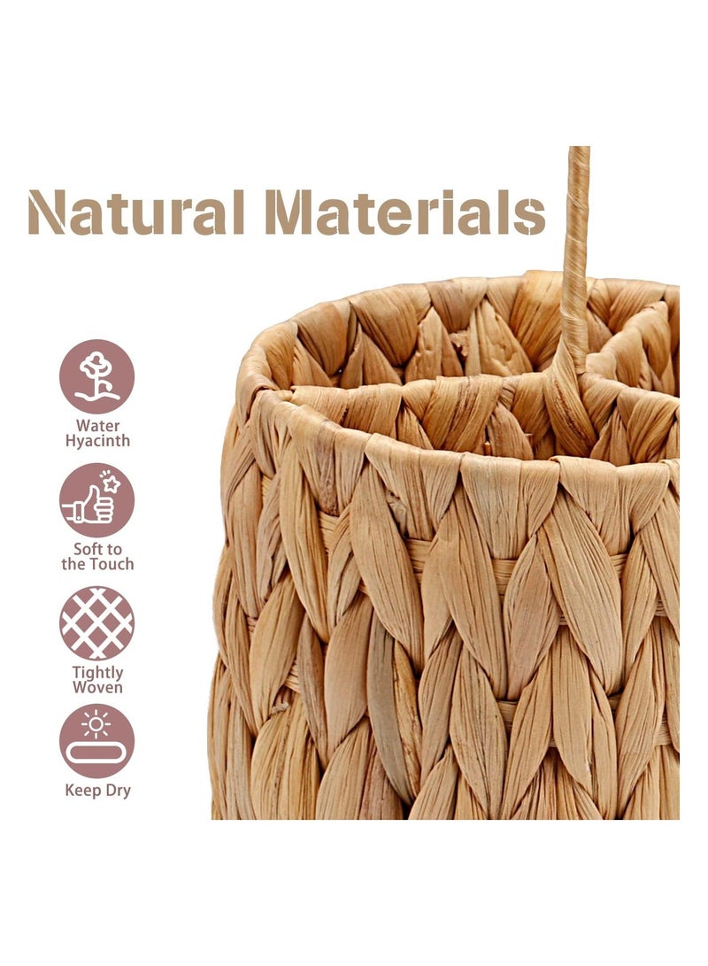 Water Hyacinth Woven Utensil Caddy with Handle, Silverware Caddy Flatware Caddy Kitchen Organizer, Hand Woven Wicker Flatware Cutlery Caddy for Kitchen Dining Table Picnic (2 PCS) - Image 5