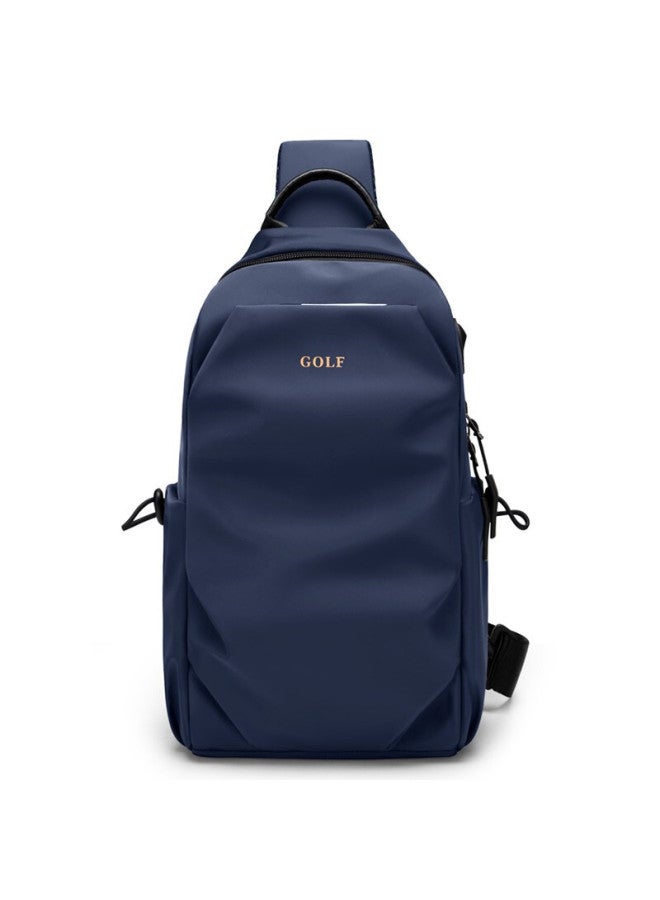 Golf Chest Bag For Men, Large Capacity, Contrasting Color Crossbody Bag, Fashionable Water-resistant Casual Sports Backpack, Multifunctional Phone Bag, Korean-style Trendy Men's Bag 5i507350j Deep Navy Blue - Image 4