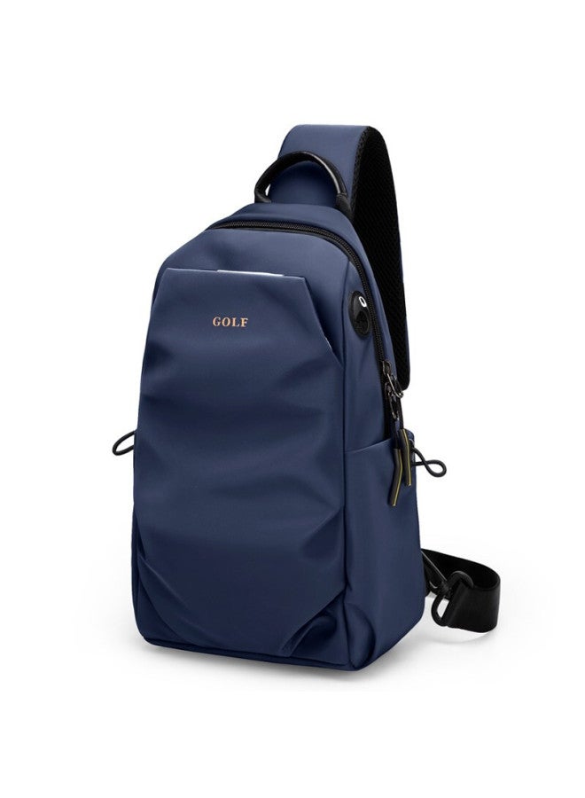Golf Chest Bag For Men, Large Capacity, Contrasting Color Crossbody Bag, Fashionable Water-resistant Casual Sports Backpack, Multifunctional Phone Bag, Korean-style Trendy Men's Bag 5i507350j Deep Navy Blue - Image 2