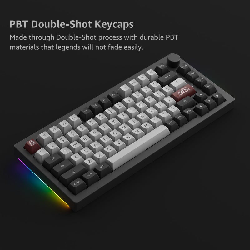 Akko Dracula Castle Mechanical Keyboard 5075B Plus 75% RGB Hot-swappable with Knob, Multi-Modes Gaming Keyboard with PBT Double Shot ASA Profile Keycaps Creamy Blue Pre Lubed Switch - Image 5