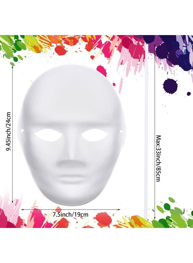 Aoriher 50 Pcs Paper Mache Mask DIY Full Face White Craft Masks Bulk for Mardi Gras Cosplay Dance Party Paintable Costume Craft - Image 2
