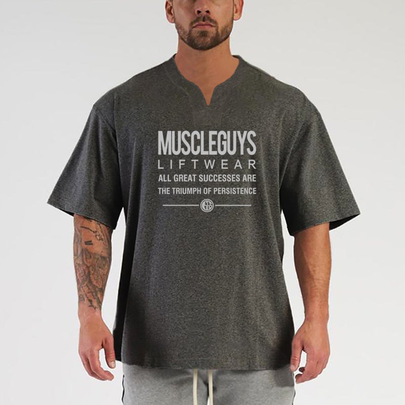 Men''s casual cotton short-sleeved T-shirt men''s summer new fashion brand loose all-match half-sleeve fitness top foreign trade - Image 4