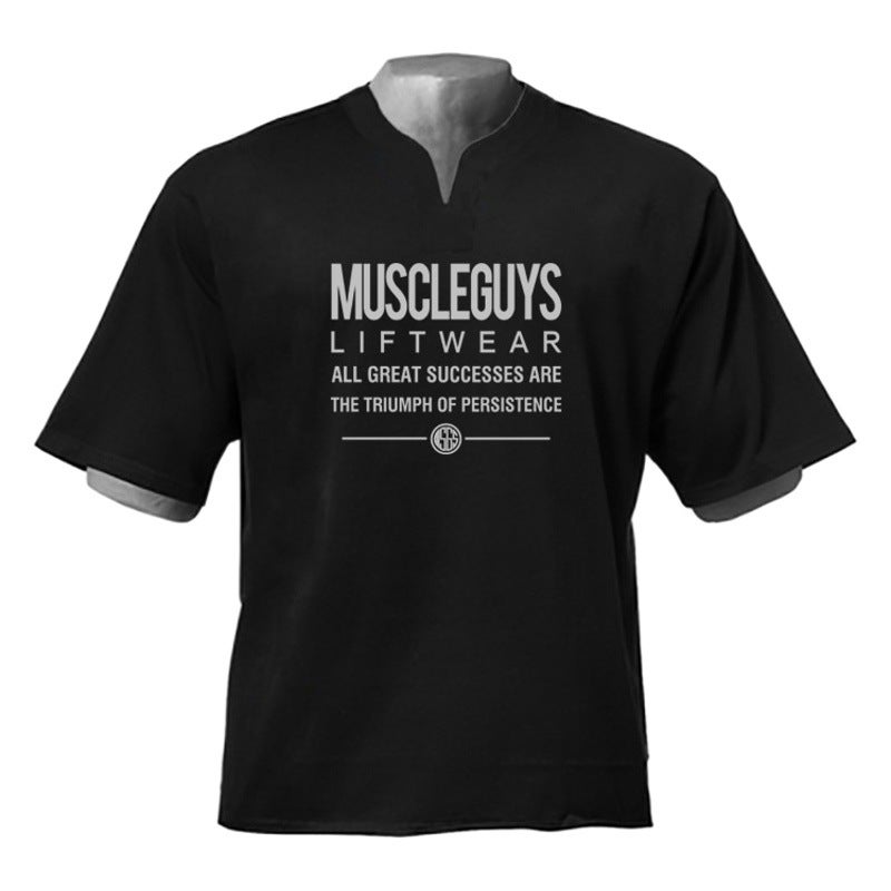 Men''s casual cotton short-sleeved T-shirt men''s summer new fashion brand loose all-match half-sleeve fitness top foreign trade - Image 1