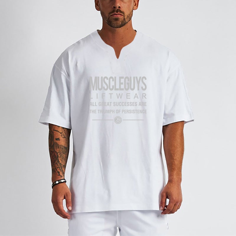 Men''s casual cotton short-sleeved T-shirt men''s summer new fashion brand loose all-match half-sleeve fitness top foreign trade - Image 3