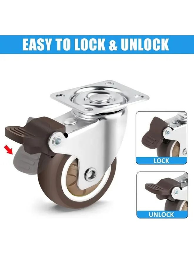 4pcs Heavy Duty Swivel Casters with 2 Brakes 2 Swivels 600lb Capacity 2 Inch Wheels - Image 5