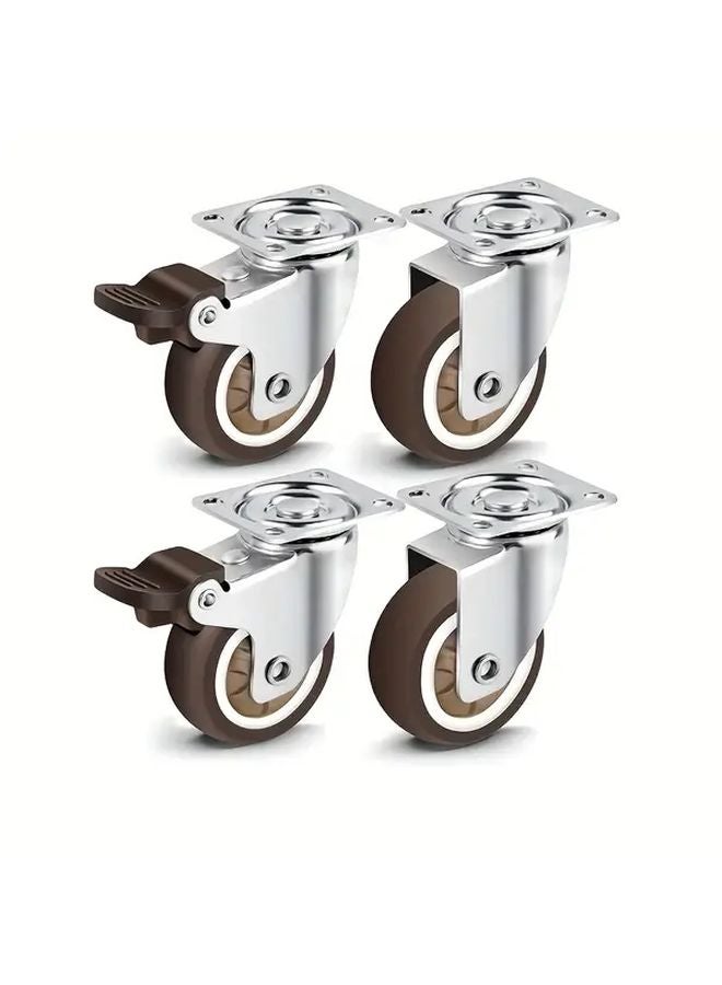 4pcs Heavy Duty Swivel Casters with 2 Brakes 2 Swivels 600lb Capacity 2 Inch Wheels - Image 1