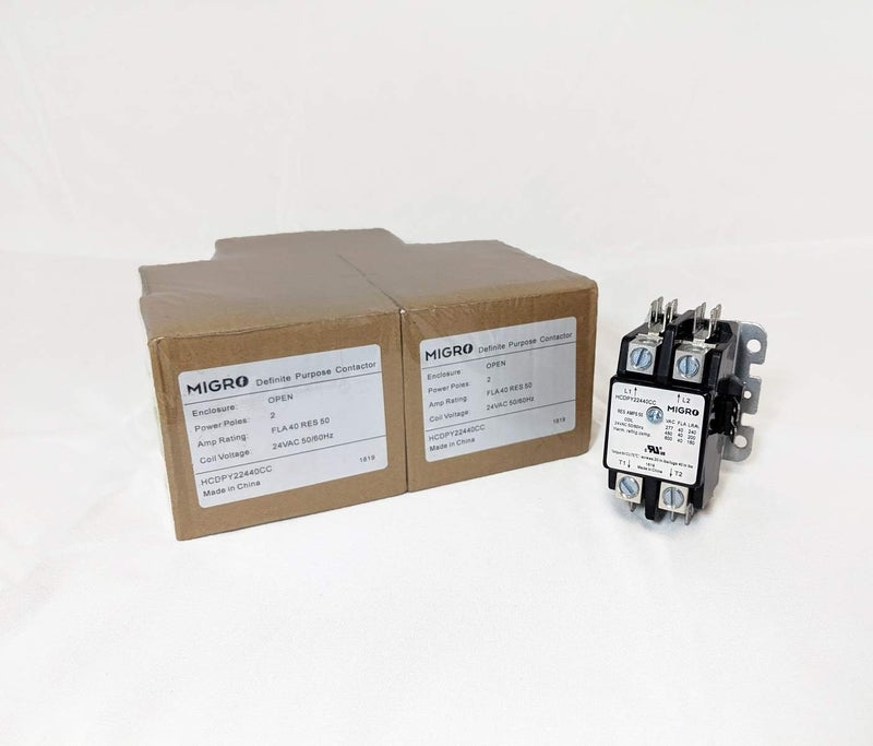 2 Pole 40 AMP Heavy Duty AC Contactor Replaces Virtually All Residential 2 Pole Models (Contractor Pack 5)