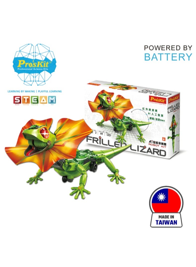بروس كيت روبوت السحلية المهدبة Pro’sKit GE-892 – لعبة حيوانات أليفة ذكية تفاعلية تعمل بالأشعة تحت الحمراء مع خاصية المطاردة والهروب - Image 1
