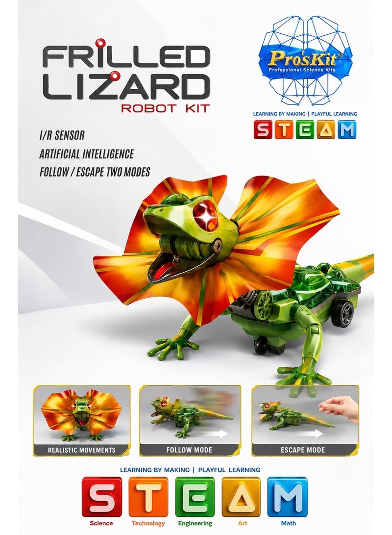 Pro'skit Pro’sKit GE-892 Frilled Lizard Robot – Interactive IR Sensing STEM Smart Pet Toy with Chase & Escape - Image 2