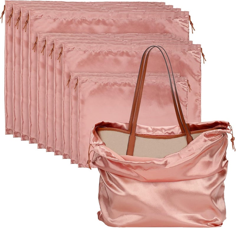 Sinmoe 10 Pcs Dust Bags for Purses and Handbags Silk Dust Cover Bag for Handbags Purses Shoes Boots Silk Drawstring for Storage 3 SizesPink - Image 1
