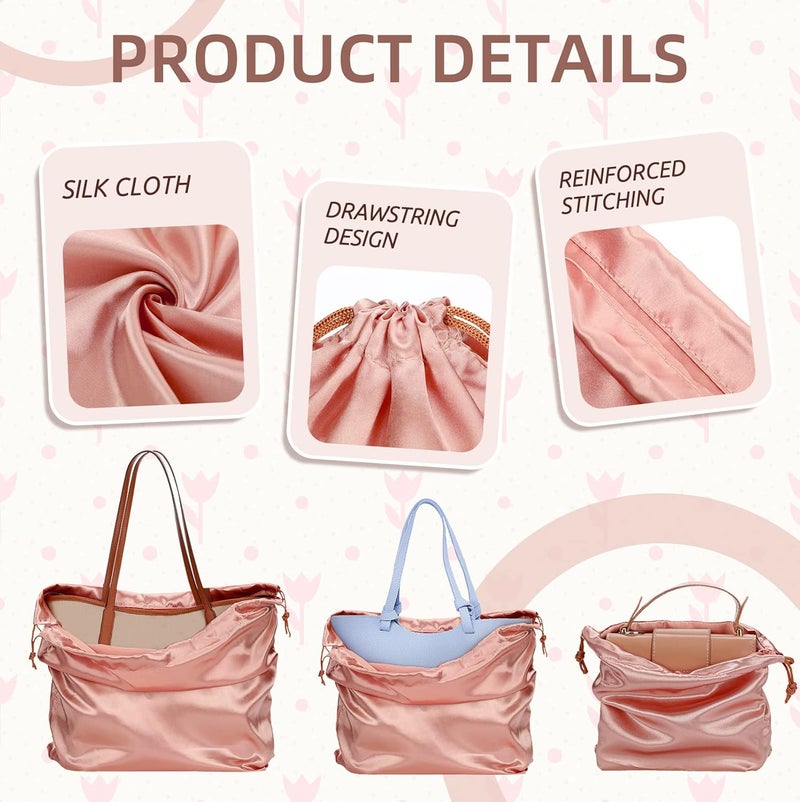 Sinmoe 10 Pcs Dust Bags for Purses and Handbags Silk Dust Cover Bag for Handbags Purses Shoes Boots Silk Drawstring for Storage 3 SizesPink - Image 4