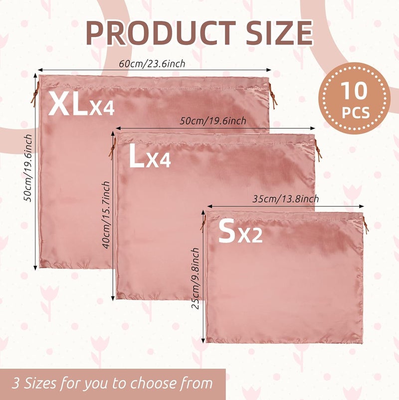 Sinmoe 10 Pcs Dust Bags for Purses and Handbags Silk Dust Cover Bag for Handbags Purses Shoes Boots Silk Drawstring for Storage 3 SizesPink - Image 2