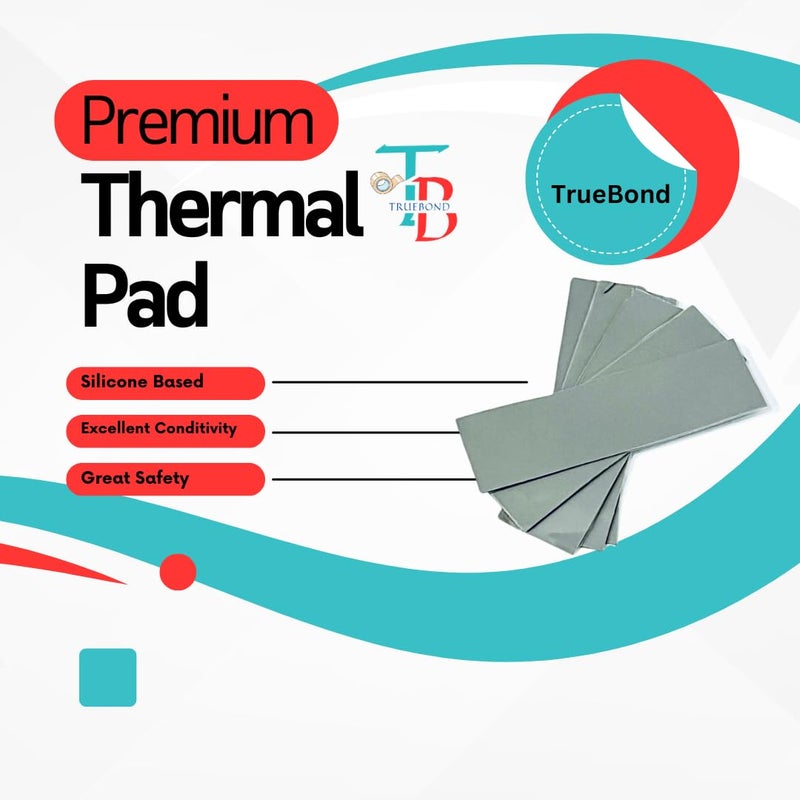 TRUEBOND 2 Pack Thermal Pad Thermal Conductive Silicone Pads with 9.0 W/(m⋅K) Thermal Conductivity, Soft Safe Simple to Apply for SSD CPU GPU LED IC Chipset Cooling (Grey, 20X67X0.5 MM) - Image 3