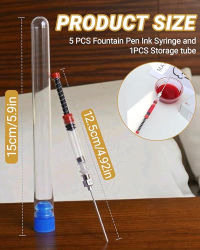 Srzllxfc 5-Pack Fountain Pen Ink Syringe Fillers with Storage Tube – Spring Converter for Refilling Ink Cartridges, Converters – Works with Most Fountain Pens - Image 5