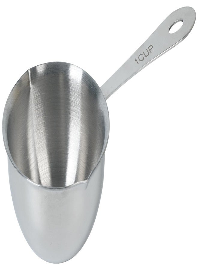 DOTINGHUX 1 Cup Stainless Steel Measuring Cup, 3 Types of Measurement Marks, Two Side Spouts, Dishwasher Safe, Compatible with All Cooktops - Image 1
