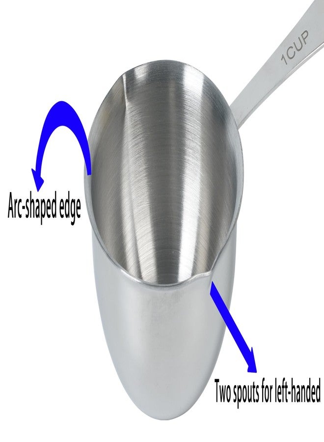 DOTINGHUX 1 Cup Stainless Steel Measuring Cup, 3 Types of Measurement Marks, Two Side Spouts, Dishwasher Safe, Compatible with All Cooktops - Image 4