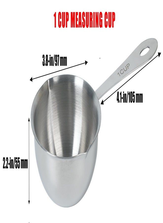 DOTINGHUX 1 Cup Stainless Steel Measuring Cup, 3 Types of Measurement Marks, Two Side Spouts, Dishwasher Safe, Compatible with All Cooktops - Image 3