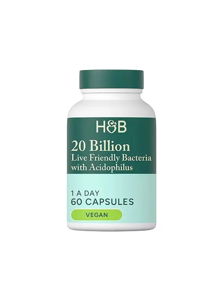 H&B H&B Live Friendly Bacteria 20 Billion Capsules With Acidophilus, Pack of 60's 