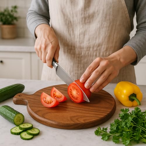 Make in Modern Acacia Wood Chopping Board – 14x12 Inches | Handmade, Reversible, Durable Cutting Board for Kitchen & Serving | Rustic Cheese Platter, Bread or Meat Board - Image 4