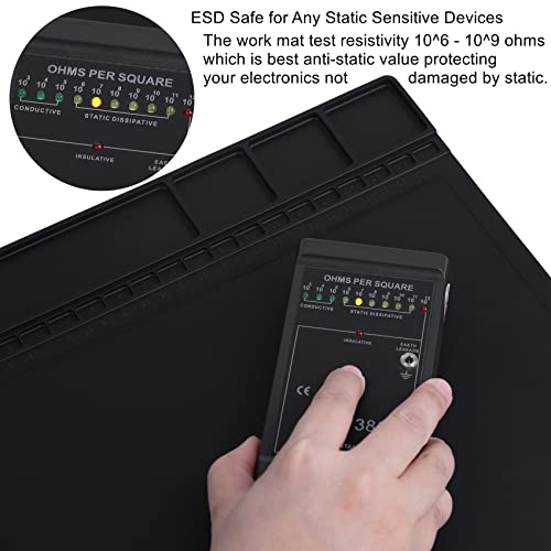 HPFIX Premium Heat Resistant 932°F Anti Static Mat, HPFIX ESD Mat with Grounding Wire, Grounding Plug, and ESD Wristband, Silicone Soldering Repair Mat for Computer, PC Building, Eelectronics - Image 2