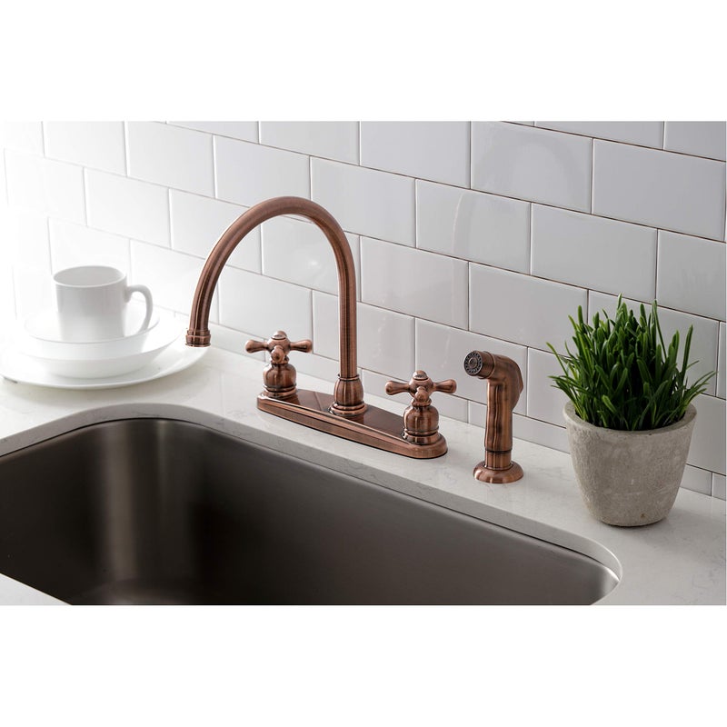 Kingston Brass KB726AXSP Vintage 8"" Centerset Kitchen Faucet  Antique Copper - Image 5