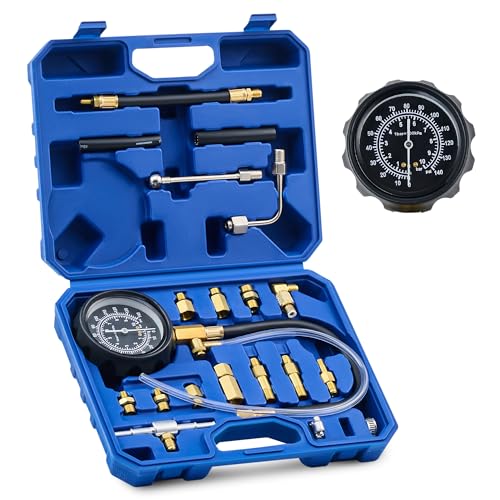 Orion Motor Tech مقياس ضغط الوقود من أوريون موتور تك، مجموعة اختبار ضغط الوقود، مختبر حقن الوقود مع مقياس ضغط 0-140psi، خراطيم محولات، مختبر ضغط البنزين لمختبر حقن الوقود - Image 1