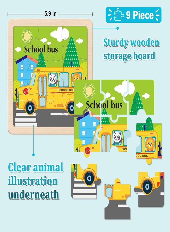 OSBOO Wooden Puzzles for Toddlers 2-4, 9 Pieces Vehicle Jigsaw Puzzles for Kids Ages 3-5, Toddler Toys for 2-4 Preschool Learning Activities, Learning & Educational Toys, Gifts for Boys, Girls - Image 5