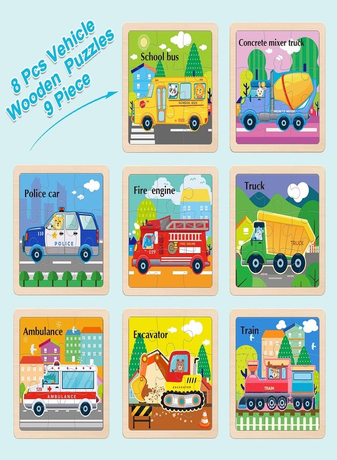 OSBOO Wooden Puzzles for Toddlers 2-4, 9 Pieces Vehicle Jigsaw Puzzles for Kids Ages 3-5, Toddler Toys for 2-4 Preschool Learning Activities, Learning & Educational Toys, Gifts for Boys, Girls - Image 3