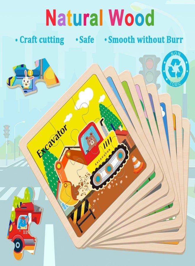 OSBOO Wooden Puzzles for Toddlers 2-4, 9 Pieces Vehicle Jigsaw Puzzles for Kids Ages 3-5, Toddler Toys for 2-4 Preschool Learning Activities, Learning & Educational Toys, Gifts for Boys, Girls - Image 4