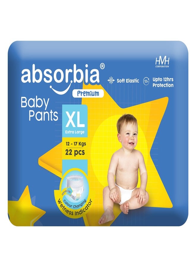 Absorbia Baby Pant Diaper Extra Large (XL) 12–17 kg, 22s x Pack of 1 | Up to 12Hrs Protection | Cottony Soft Comfort for Sensitive Skin | Wetness Indicator | High Absorbancy | Wider pee distribution - Image 1