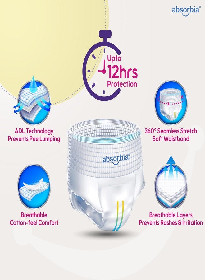 Absorbia Baby Pant Diaper Extra Large (XL) 12–17 kg, 22s x Pack of 1 | Up to 12Hrs Protection | Cottony Soft Comfort for Sensitive Skin | Wetness Indicator | High Absorbancy | Wider pee distribution - Image 2
