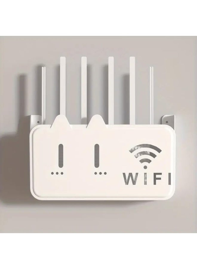 WiFi Router Wall Mount Storage Box WiFi Router Without Drilling Double Face Screws Rack Organizer Receiver Organizer for Living Room Multicolor (Random Color) - Image 4