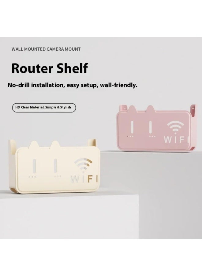WiFi Router Wall Mount Storage Box WiFi Router Without Drilling Double Face Screws Rack Organizer Receiver Organizer for Living Room Multicolor (Random Color) - Image 5