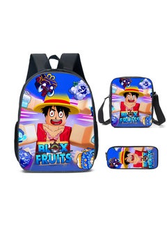 Blox Blox Fruits Cartoon Backpack Three-piece Student School Bag 