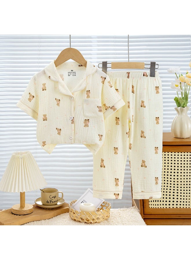 Summer Short Sleeve Homewear Children Family Outfits Tops+Pants 2PC - Image 1
