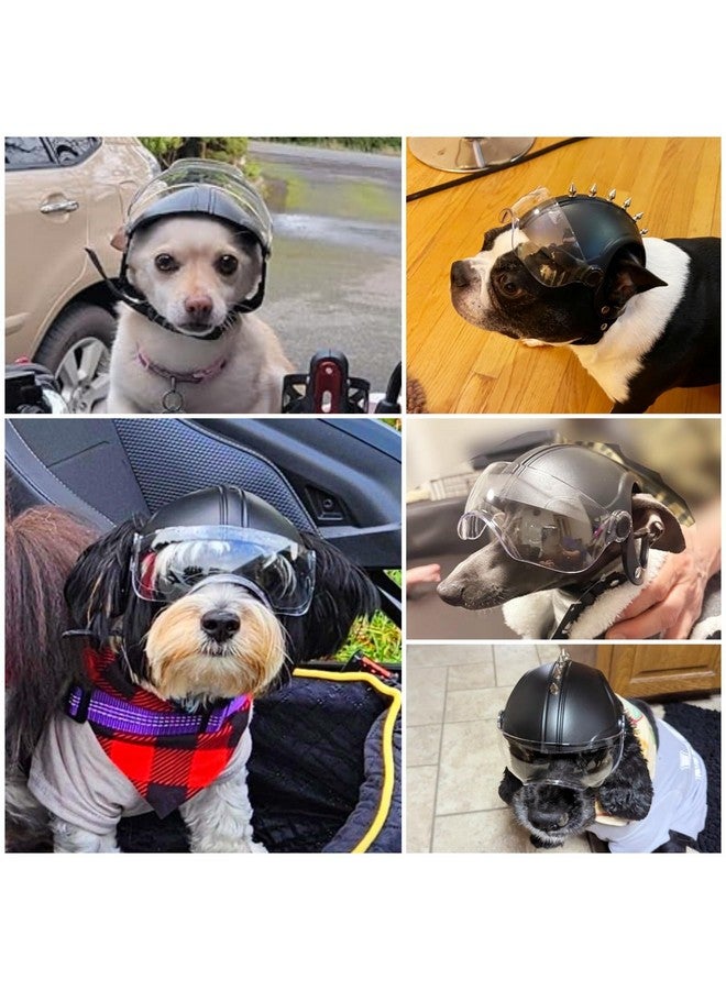 Namsan Dog Helmet for Small to Medium Dogs Between 17-27lb, with Clear Lens Visor, Windproof UV Protection, Spikes Dog Helmets with Ear Holes, Adjustable, Easy Wear, Black - Image 2