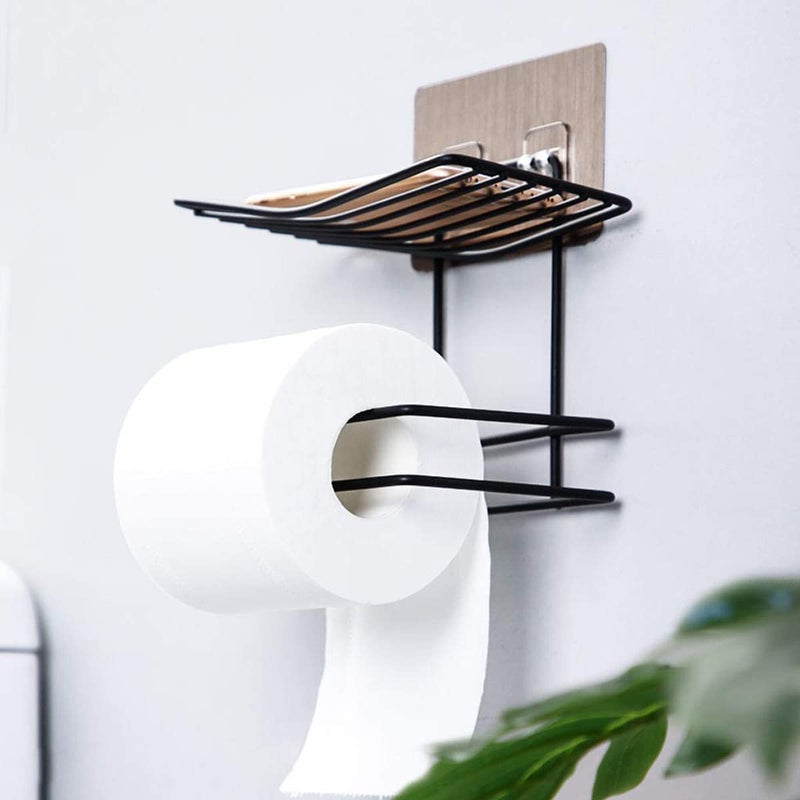 Avenn Latest Toilet Paper Holder Shelf Tissue Roll Towel Storage Rack Multifunctional Bathroom Shelf Wall Mount Tissue Holder with Mobile Phone Storage Shelf Rack Towel Rack Soap Dispenser 2 - Image 5