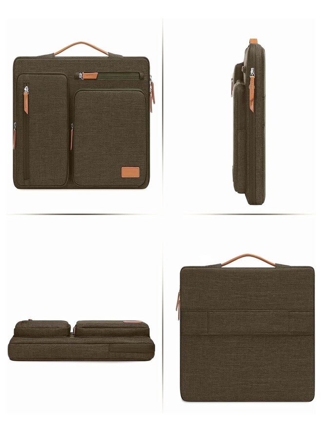 موسيسو حقيبة حماية لابتوب موسيسو 360، مقاس 13.3 بوصة، متوافقة مع ماك بوك اير/برو 13/برو 14، اتش بي، ديل، ايسر، اسوس، حقيبة حمل مفتوحة من الجانب مع 4 جيوب بسحاب ومقبض، لون بني كاروب - Image 5