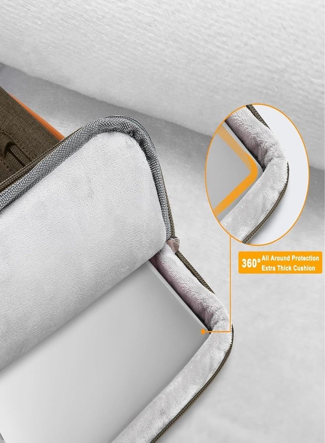 موسيسو حقيبة حماية لابتوب موسيسو 360، مقاس 13.3 بوصة، متوافقة مع ماك بوك اير/برو 13/برو 14، اتش بي، ديل، ايسر، اسوس، حقيبة حمل مفتوحة من الجانب مع 4 جيوب بسحاب ومقبض، لون بني كاروب - Image 3