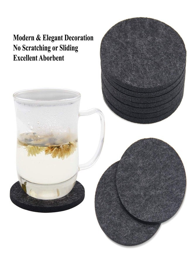 Meffort Inc Set of 10 Felt Coaster Set with Holder, Table Coasters for Drinks, Absorbent & Protect Furniture & Table - Black - Image 2