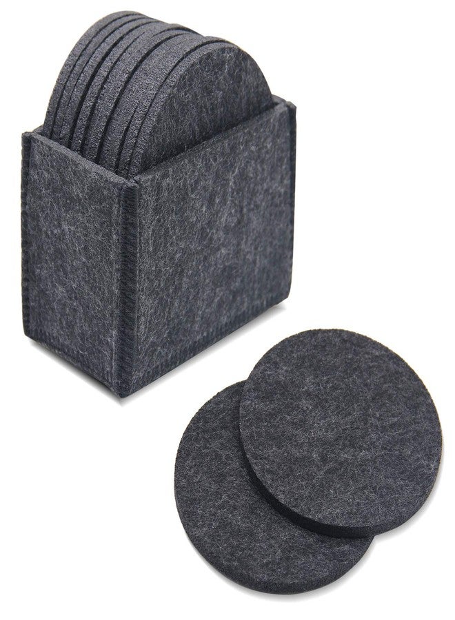 Meffort Inc Set of 10 Felt Coaster Set with Holder, Table Coasters for Drinks, Absorbent & Protect Furniture & Table - Black - Image 1