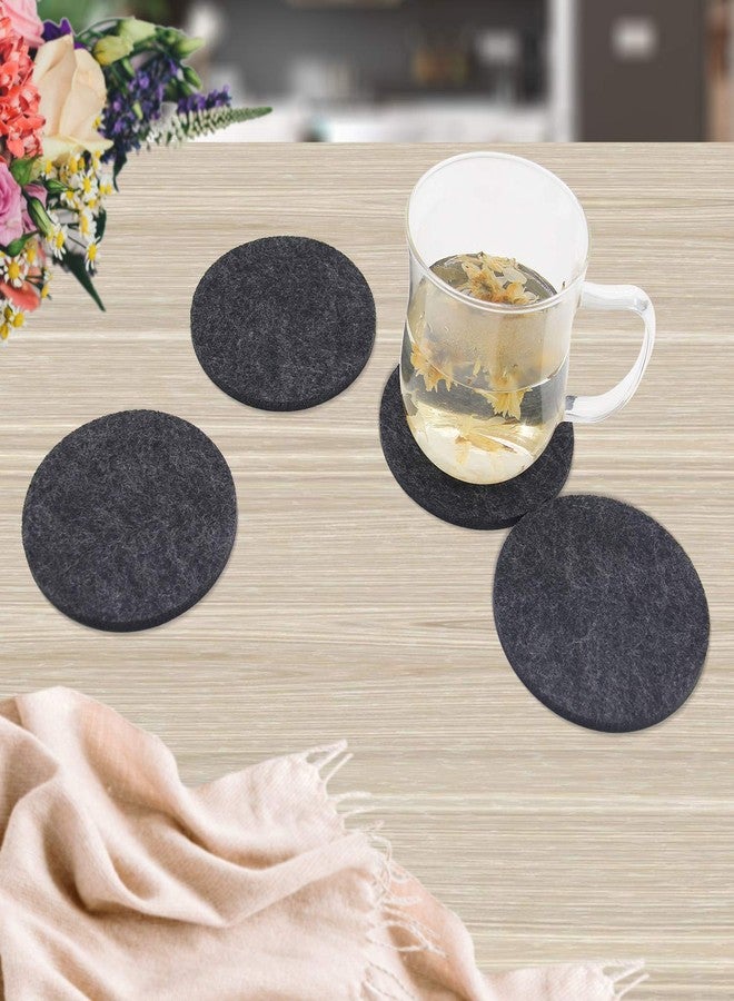 Meffort Inc Set of 10 Felt Coaster Set with Holder, Table Coasters for Drinks, Absorbent & Protect Furniture & Table - Black - Image 5