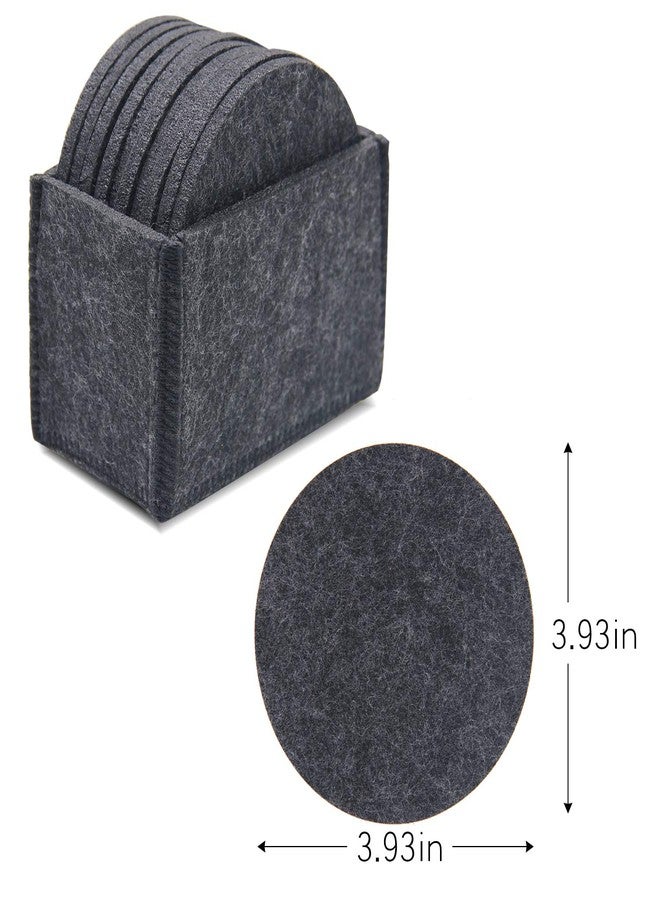 Meffort Inc Set of 10 Felt Coaster Set with Holder, Table Coasters for Drinks, Absorbent & Protect Furniture & Table - Black - Image 4