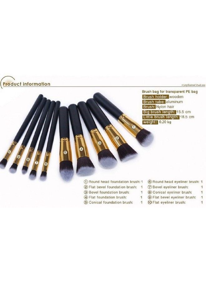 CETC Makeup Brushes With Foundation/Blush Brush (Set Of 11 Pieces) (Black) - Image 4